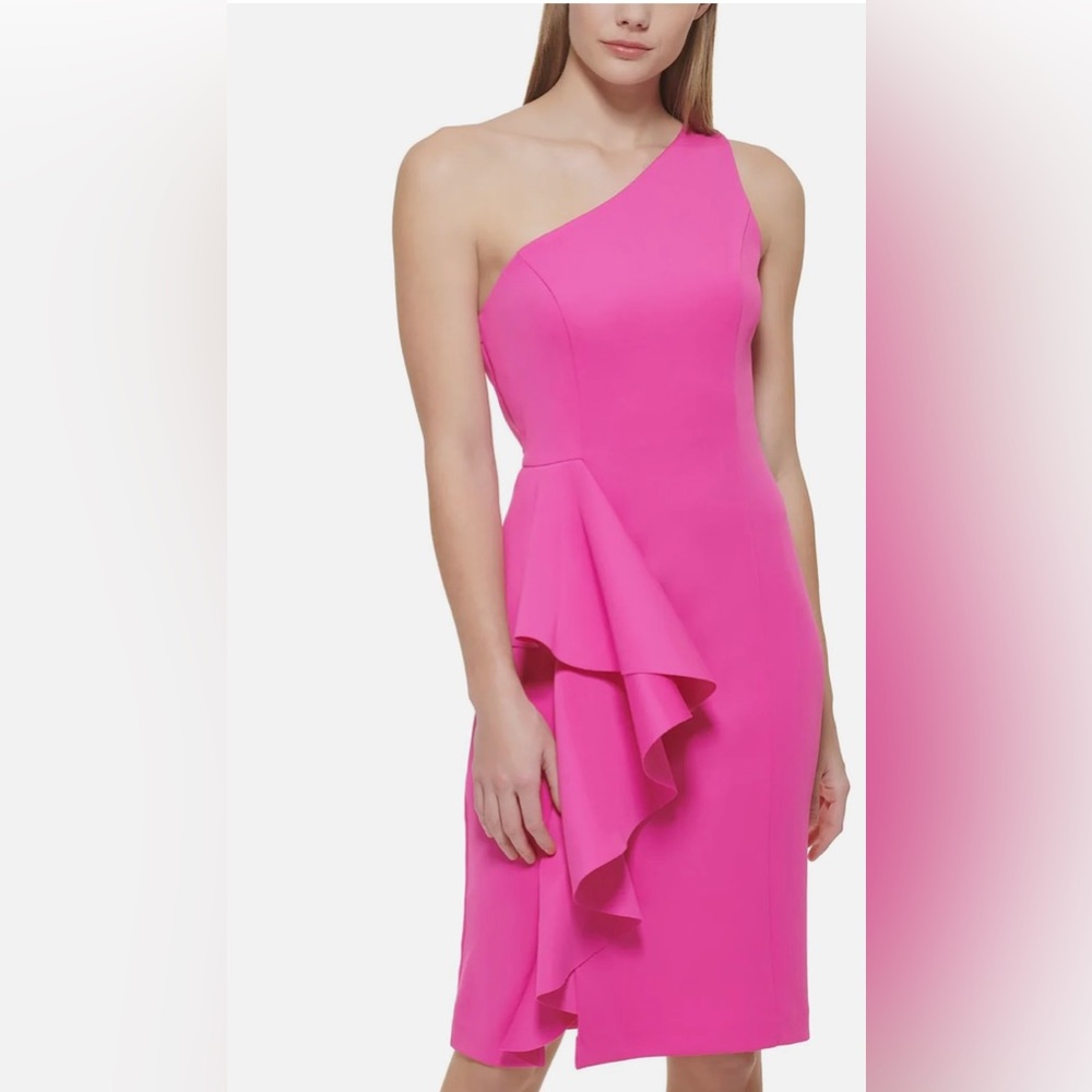 💃🏾Womens Ruffled Knee Cocktail And Party Dress